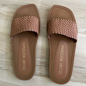 Stuart Weitzman tan Wova slide on sandals - 38.5